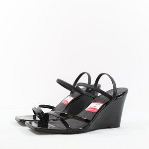 Nordstrom Reena Patent Leather Wedge Sandal - Black 10M